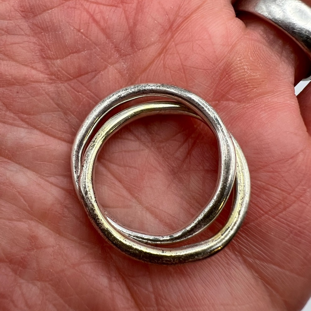 Sterling Silver Double Interlocking Rings -Size 8… - image 6